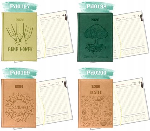 Stylowy kalendarz twoje imię napis książkowy A5 2026 grawer terminarz na Arena.pl