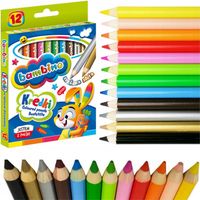 GRUBE KREDKI OŁÓWKOWE BAMBINO DREWNIANE 12 KOLORÓW