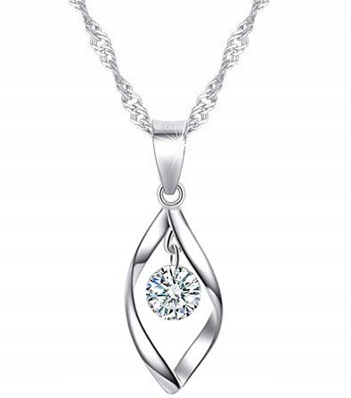 NASZYJNIK SREBRNY ŁAŃCUSZEK DAMSKI Z ZAWIESZKĄ SREBRO PRÓBA 925 ORYGINALNY na Arena.pl