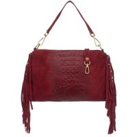 VERA PELLE torebka zamszowa listonoszka kroko z frędzlami V492 bordowa