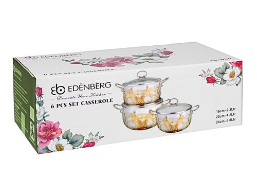 Garnki Emaliowane EDENBERG OLIO 6-ele [EB-1852] na Arena.pl