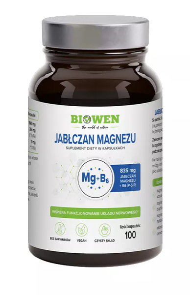 JabŁczan Magnezu + Witamina B6 100 KapsuŁek - Biowen zdjęcie 1