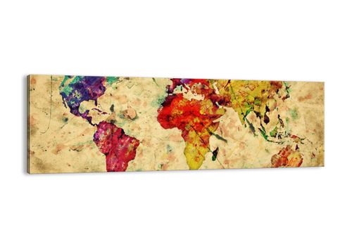 Obraz Na Płótnie - Mapa Kontynenty  - 90X30 Cm - Ab90X30-3582 na Arena.pl