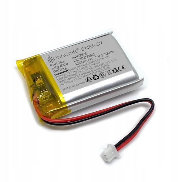 Akumulator Li-Poly innCraft 1000mAh 3.7V 102535 zdjęcie 1
