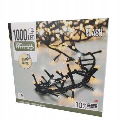 LAMPKI choinkowe białe ciepłe zimny FLASH 20 m TIMER na choinkę 270 cm na Arena.pl