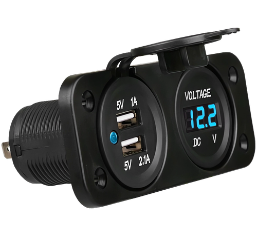 Dodatkowy Panel Gniazdo 2x USB 2A Woltomierz 2W1 Do Samochodu na Arena.pl
