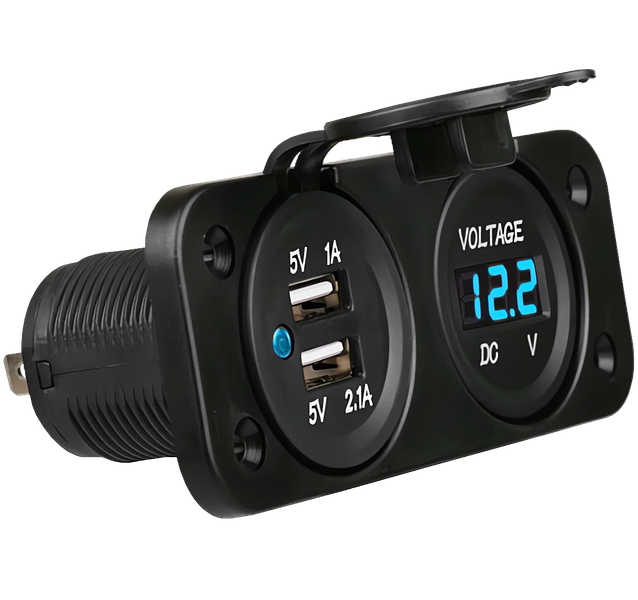 Dodatkowy Panel Gniazdo 2x USB 2A Woltomierz 2W1 Do Samochodu zdjęcie 2