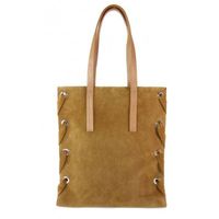 Zamszowa torba Shopper bag ,duży worek, kółka, Vera Pelle pojemny Camel WK745C KEMER