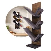 Drewniany Wieszak ścienny John Paddle na Wino i Kieliszki Braun Lewy