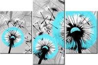 60 90CM OBRAZ 3 ELEM DMUCHAWCE DELIKATNYM TURKUSIE ŚCIENNY DRUK PŁÓTNO