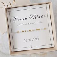 Bransoletka z kamieni naturalnych -Kodowanie Alfabetem Morse'a -Panna Młoda