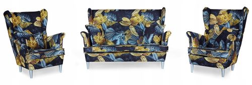 Zestaw wypoczynkowy mebli uszak ARI Print sofa fotele skandynawskie na Arena.pl