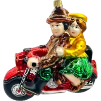 Bombka choinkowa szklana: Para na motocyklu