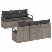 Zestaw Sof na Ogród 7 pcs Szary 55 x 55 x 37 cm polirattan