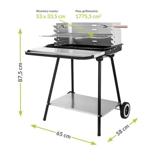 GRILL POSTOKĄTNY WĘGLOWY Z ROŻNEM na Arena.pl