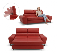 Kanapa sofa rozkładana f spania reg zagłówek ekoskóra czerwony Savio 2 os
