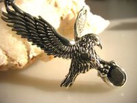 1581 Duży Orzeł Wisior Zawieszka Onyks Orłem Polska Eagle Srebro 925 UNISEX