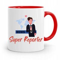 Kubek Czerwony Prezent Dla Dziennikarza Reportera Z Nadrukiem Ze Zdjęciem