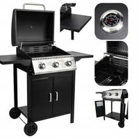 GRILL GAZOWY OGRODOWY VELIO RUSZT EMALIOWANY DUŻY CZARNY TERMOMETR