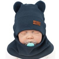 Grafitowy KOMPLET MIŚ czapka + komin 46-48 HELLO