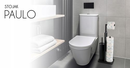 Stojak na papier toaletowy z uchwytem i szczotka do WC czarny loft na Arena.pl