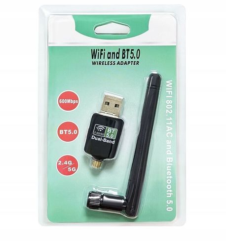 KARTA SIECIOWA BLUETOOTH 5.0 +WiFi ADAPTER USB 600Mbps Dual Band na Arena.pl