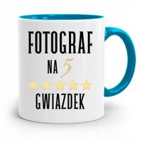 Kubek Błękitny Fotografa Na Pięć Gwiazdek Prezent Z Nadrukiem Ze Zdjęciem