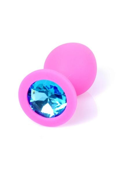 Plug-Jewellery Pink Silicon Plug Medium- Light Blue Diamond zdjęcie 1