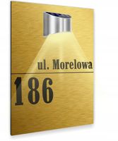 złota TABLICZKA światło solarne ADRESOWA DUŻA adres dibond nierdzewna 40x30