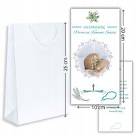 PAMIĄTKA PIERWSZEJ KOMUNII ŚWIĘTEJ SREBRO POZŁACANE ŁAŃCUSZEK KRZYŻYK