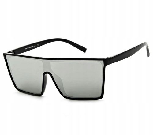 Męskie OKULARY PEŁNE LUSTRO PILOTKI PRZECIWSŁONECZNE CZARNO-SREBRNE na Arena.pl