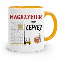 Kubek Żółty Dla Magazyniera Wie Lepiej Prezent Z Nadrukiem Ze Zdjęciem