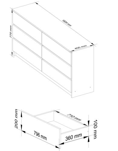 KOMODA K 160 cm 6 SZUFLAD BIAŁA na Arena.pl