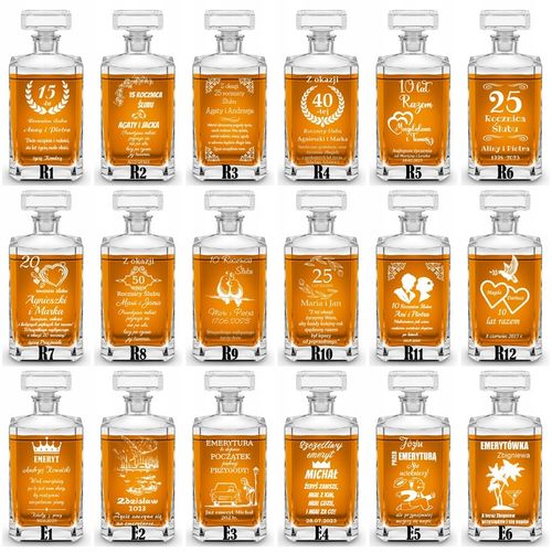 KARAFKA 4 SZKLANKI DO WHISKY i 4 kieliszki Z GRAWEREM na Prezent na Arena.pl