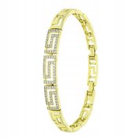 Bransoletka Pozłacana 14K Grecki wzór cyrkonie 17-19,5 cm 8 mm