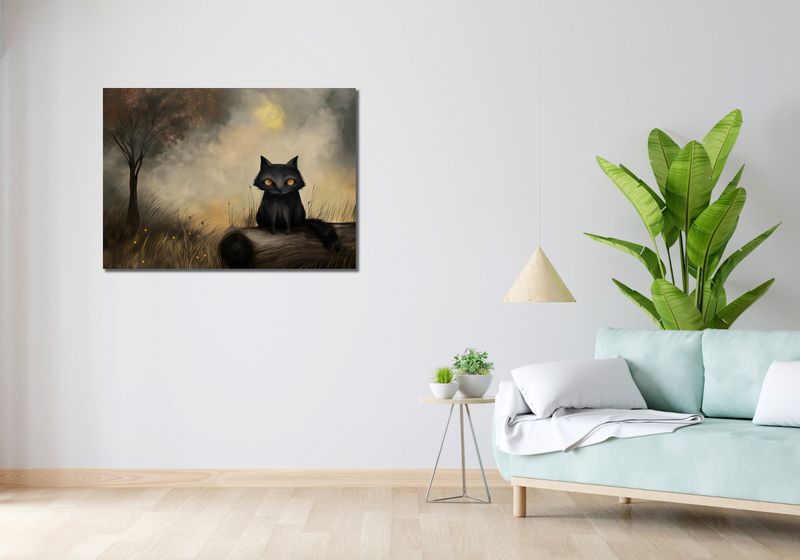 Obraz 100x70cm Czarny Kot zdjęcie 2