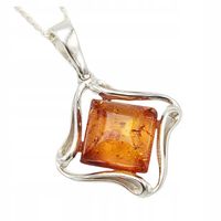 WISIOREK SREBRO BURSZTYN zawieszka +ŁAŃCUSZEK