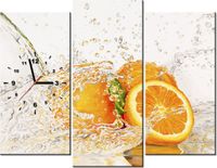 90CM 70 ZEGAR 3 ELEM POMARAŃCZA WODZIE SCIENNY DRUK