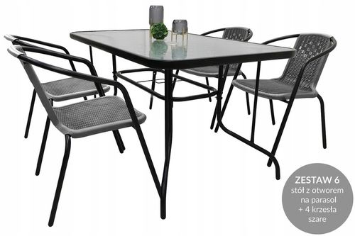ZESTAW MEBLI OGRODOWYCH BALKON TARAS STÓŁ 120x70+ 4x KRZESŁA LORETTO MIX na Arena.pl