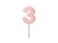 Świeczka na tort cyfra 3 różowa 5,5 cm