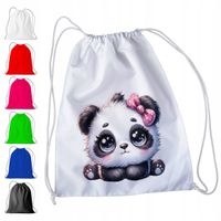 BIAŁY WOREK DO PRZEDSZKOLA SZKOŁY, NA WF - PANDA NA ŚWIĘTA