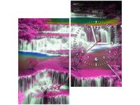 60X60CM ZEGAR FIOLETOWA KASKADA OBRAZ DREWNO ŚCIAN KWADRAT