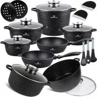 ZESTAW GARNKÓW MARMUROWYCH INDUKCJA GAZ GARNKI KOMPLET PATELNIA 17 EL.