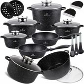 ZESTAW GARNKÓW MARMUROWYCH INDUKCJA GAZ GARNKI KOMPLET PATELNIA 17 EL.