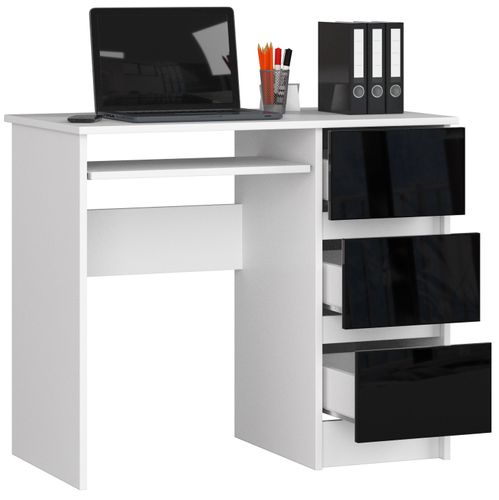 BIURKO KOMPUTEROWE A-6 90 cm PRAWE BIAŁE / CZARNY POŁYSK na Arena.pl