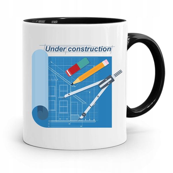 Kubek Czarny Dla Architekta Under Counstruction Z Nadrukiem Ze Zdjęciem zdjęcie 1