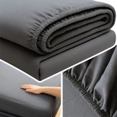 PRZEŚCIERADŁO Z GUMKĄ 90x200 NA MATERAC MIĘKKIE GŁADKIE Z BAWEŁNĄ  CIEMNY SZARY