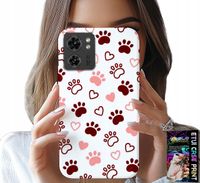 ETUI DO MOTOROLA EDGE 40 - PSIE ŁAPKI NA BIAŁYM TLE, PIES, KOT, MIŚ