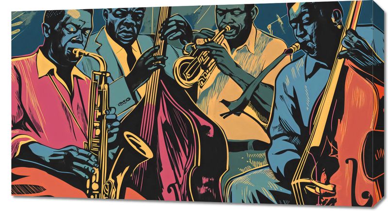 Obraz 90x50cm Jazzmani w Gazie zdjęcie 1
