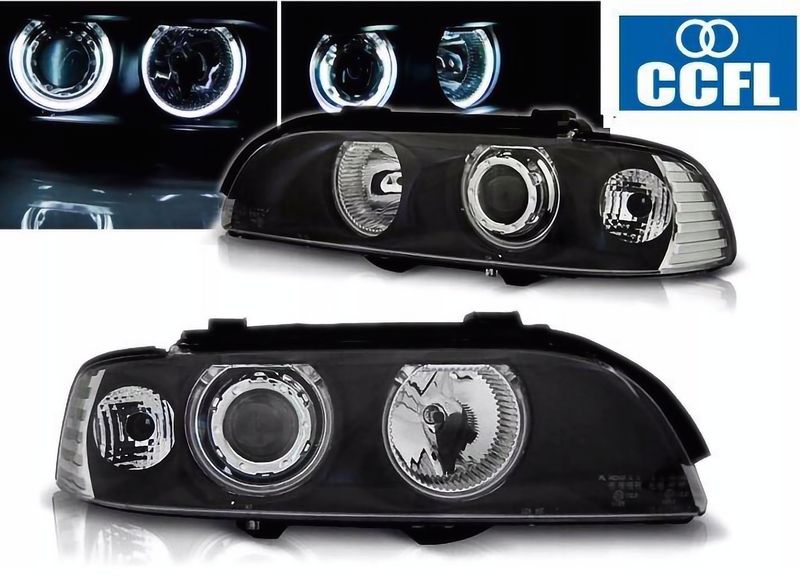 LAMPY REFLEKTORY DO BMW E39 OD 1995 DO 2000 Roku BIAŁE RINGI CCFL H7 GRATIS zdjęcie 1